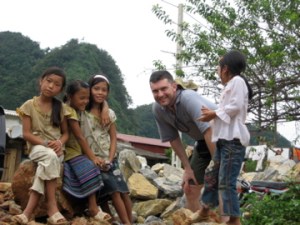 Tim with Village kids